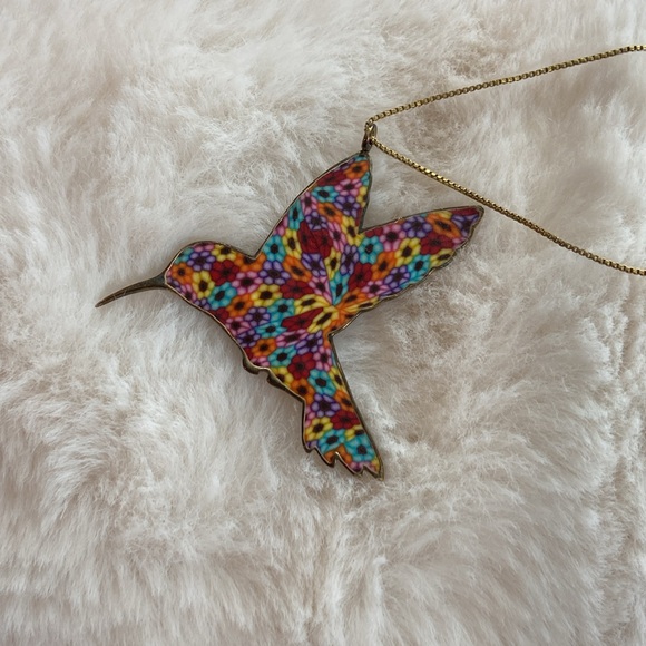 Gold Vermeil & rainbow hummingbird necklace Adina Plastelina - Picture 4 of 7